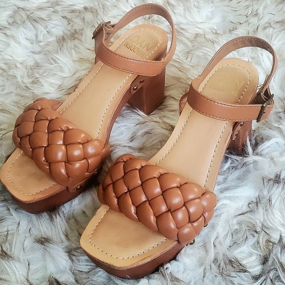MADDEN NYC Women's Braided Strappy Platform Heels Size 7.5 🌴 - Picture 2 of 11